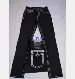 22SS Nowe men039s True dżinsy Robin spodnie dżinsowe Design Dark Solid Kolor Religia prosta dżins dla mężczyzn TR Pants M29214594419