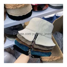 Striped Corduroy Zipper Decoration Fisherman Hats Streetwear Lady Bucket Cap Men Women Leisure Hat Drop Delivery Dhpse
