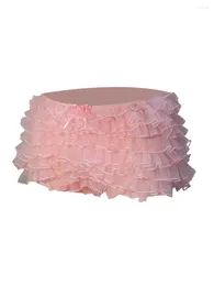 Women's Shorts Women S Ruffled Lace Trim Layered Short Pants Sweet Cute Bloomers Lolita Frilly Y2k Fairy Pettipants