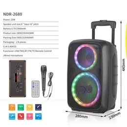 Hoparlörler 300W Yüksek Güçlü 8 "+6" Partybox Alev Işık Sesli Açık Bluetooth Hoparlör Karaoke Mikrofonlu Taşınabilir Kablosuz Sütun FM