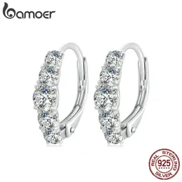 Shining Hoop Earrings Lab Diamond Ear Buckles for Women Engagement 925 Sterling Silver Fine Jewelry Gift 240112