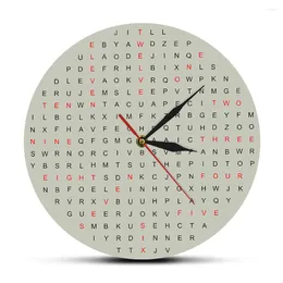 Väggklockor ord sökning nyhet klocka tyst non ticking crossword rolig timepiece dekor typografi älskare