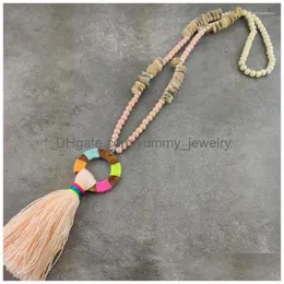 Pendant Necklaces Boho Handmade Long Necklace Bohemian Colorf Round Pendants Collier Women Sea Beach Tassel Drop Delivery Dhd8C