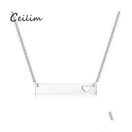 Pendant Necklaces Pendant Necklaces Love Heart Bar Necklace For Women Mother Daughter Stainless Steel Blank Tag Gold Friends Jewelry D Dh51W
