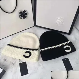 Wintermütze für Frauen Schwarz Weiß Beanie Strickbrief Mädchen Herbst Millinery Weich Warm Drop Lieferung Dhz1T