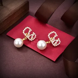 Drop V Earrings Gold Earring Designer For Woman Fashion Luxury Vlogo Brand Letter Stud Pearl earings Girls Ear Studs Weddings 556522