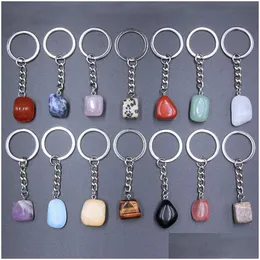 Natural Stone Crystal Quartz Keychain Women Men Handbag Hangle Car Key Holder Mineral Keyring Jewelry Drop Delivery Dhwgu