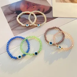 Strand 6pcs/set Colorful Demon Eye Bracelet Lucky Adjustable Braided Resin Acrylic Rainbow Crystal Beads Couple