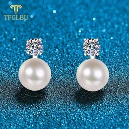 TFGLBU 06CTTW Shine Stud Earrings for Women Elegant Pearl Solid 925 Silver Ear Original Charm Jewelry GRA Wholesale 240112