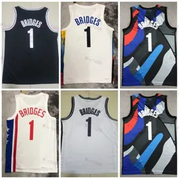 Maillot de basket-ball de ville cousu Mikal Bridges 1, noir et blanc, couleur de l'équipe, icône gagnée pour hommes