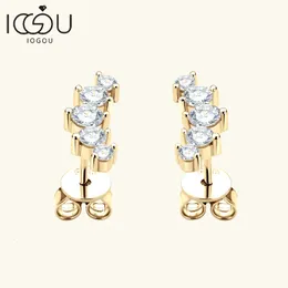 IOGOU D Color Jewelry Yellow Gold Plated Ear Crawler Earrings for Women 925 Silver Curved Stud Accessories 240112