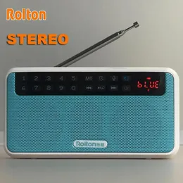 Radio Rolton E500 Tragbarer Stereo-Bluetooth-Lautsprecher, Bass, Dual-FM-Radio, beschreibbarer TF-Musikplayer mit LED-Anzeige, Taschenlampe