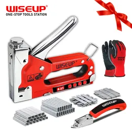 WISEUP 4 in 1 Stapler Furniture Heavy Duty Staple Gun Construction Stapler For Wood Stainless Steel Metal Hand Tool Nail Gun 240112