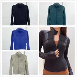 Women's Jackets Ll Yoga Wear Spring Standing Collar Slim Zipper Defii Women Short Sports Clip Ribbed Running Long Sleeve Jacket