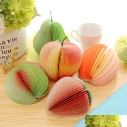 Party Favor Creative Fruit Shape Notes Paper Cute Apple Lemon Pear Stberry Memo Pad Sticky School Office Supply Drop Delivery Dh8Eb