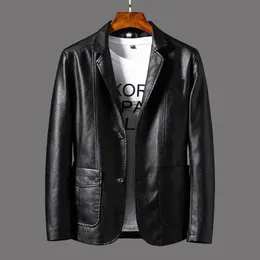 Fashion everything handsome high-end coat men's warm leather clothes casual men's pu leather jacket leather suit 240113