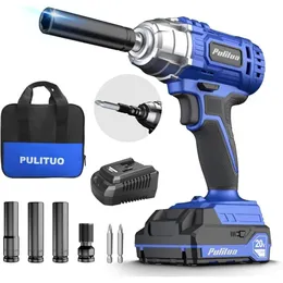 PULITUO Cordless Impact Wrench 1/2 Inch 20V Electric Power Impact Gun Lightweight Design 2000 In-Lbs High Torque3600 BPM 240112