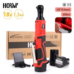 Hormy 3/8 inç kordonsuz elektrik anahtarı 65nm Dik Açılı Cırcır Anahtarları 18V şarj edilebilir araba onarım aracı set açısı anahtarı 240112