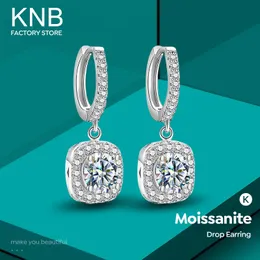 KNB GLAMOUROS 925 Sterling Silver 05CT Diamond Dangle Hoop Earrings for Women Engagement Gifts Fine Jewelry 240112