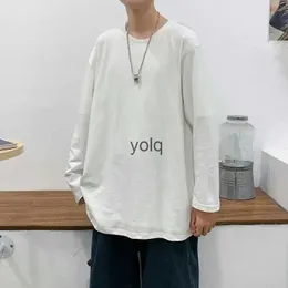 Men's T-Shirts New Long Sleeve T-shirt for Man Japan Style Loose 100% Cotton Tops O-ne Streetwear T Shirt Solid Full Sleeved Teesyolq