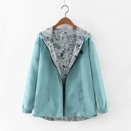 Felpe FEKEHA 2019 Autunno Donna Bomber Giacca basic Tasca con cerniera Felpe con cappuccio da donna Due lati Indossare Stampa cartoon Capispalla Cappotto allentato V191025