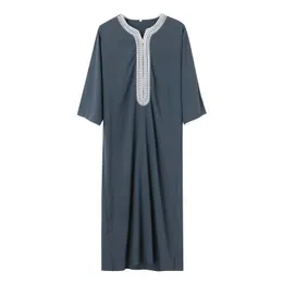 2024 bordado oriente médio juba masculino tradicional muçulmano manga média roupas masculinas árabe saudita robe islâmico árabe 240112