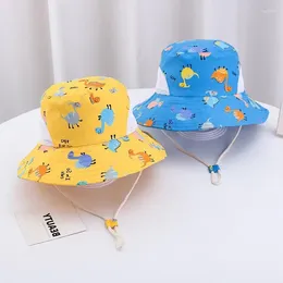 Berets doit Toddler Kids Girls Bucket Hats Summer Panama Print Dinosaur Cow Sun Cap Breatable Baby Boy Outdoor Beach Hat Hat