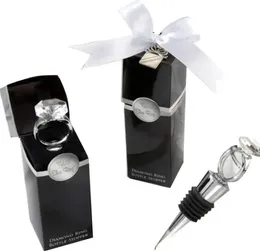 Crystal Diamond Ring Stoppers Home Kitchen Bar Tool Champagne Bottle Stopper Wedding Gift Gifts Box Packaging SN2081