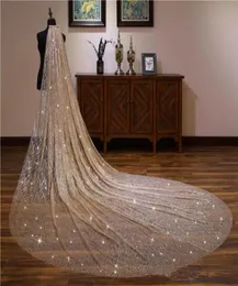 sparkly Blingbling Glitters Bridal Veils Luxury Wedding Veil Bride 335Meters Long Cathedral Veil With Comb Peigne Mariage5377096