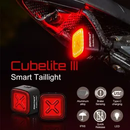 Luci 2022 Enfitnix Cubelite III Sensore intelligente per bicicletta Luce posteriore per freno IPX6 Impermeabile Avvertimento per ciclismo Fanale posteriore Guida notturna sicura