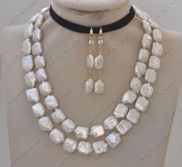 ペンダントネックレスZ13114 32 '' 12mm白い四方コイン淡水真珠のネックレスダングルイヤリング