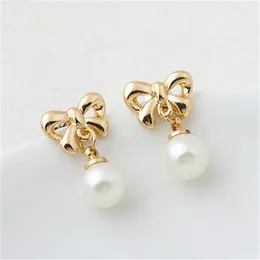 Stud Earrings Brand 2024 Fashion Gold Color Bowknot For Women Bijoux Femme Simulated Pearl Jewelry Boucle D'oreille Brincos