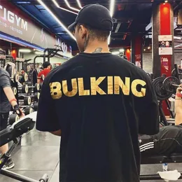 Homens ginásio treino de fitness algodão manga curta camiseta verão correndo oversized musculação topos esportes camisetas masculinas 240113