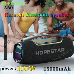 Колонки Hopestar A60 100 Вт Bluetooth-динамик Высокой мощности Открытый Портативная беспроводная колонка Музыкальный центр Сабвуфер Super Base Audio с микрофоном