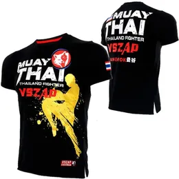 Herren Muay Thai T-Shirt Laufen Fitness Sport Kurzarm Outdoor Boxen Wrestling Trainingsanzüge Sommer Atmungsaktive, schnell trocknende T-Shirts 240113