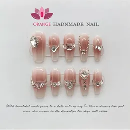 Handmade Arylic Press On Nails Reusable Decoration Fake Full Cover Artificial Manicuree Wearable XS S M L Size Art 240113