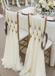 Шифоновые пояса для стульев цвета слоновой кости. Свадебная вечеринка. Чехлы для свадебных стульев.