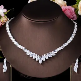 Cases Threegraces Delicate Clear White Cubic Zirconia Necklace and Earrings Set for Women Fashion Trendy Bridal Party Jewelry Js644