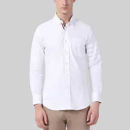 Erkekler Elbise Gömlek Uzun Kollu T-Shirt Korece Trendi Düğmesi Oxford Gömlek Erkekler İçin Klasik Fit Streç Katı
