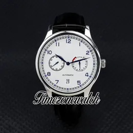 43mm Portugieser 500705 Mens Watch 7 Days Power Reserve White Dial Blue Number Markers Steel Case Blue Leather Strap Date Gents Watches Timezonewatch DHIW Z04A