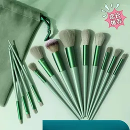 Pincéis de maquiagem Four Seasons Green Brush Set 13 Portátil Sombra Blush Matcha Super Prático