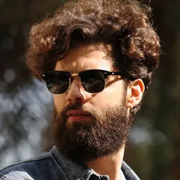 2024 nuevas gafas de sol polarizadas de media montura para hombres con cejas para sombras de moda masculina