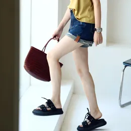 MICOCO N7822C Korean version of foreign style made old ripped comfortable cotton bomb dark blue cuffed denim shorts 240113