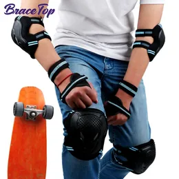 Gear BraceTop 6-teiliges Set für Jugendliche und Erwachsene, Knieschützer, Ellenbogenschützer, Handgelenkschützer, Schutzausrüstungsset für Rollschuhlaufen, Skateboarden, Radfahren