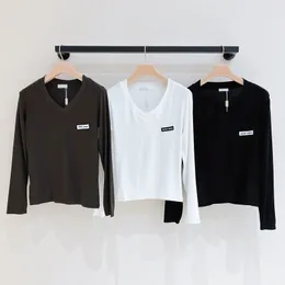 v الرقبة نساء T قميص Tees Long Sleeve Letters أسفل قمم المصمم الفاخر الساحرة قمصان قمصان أنيقة ساحرة