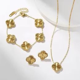 Classico 4 quadrifoglio Set di gioielli di design di lusso Conchiglia di diamanti Moda Donna Bracciale Orecchini Collana San Valentino Bir Bmbj