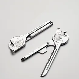 Utomhus multifunktionellt verktyg Självförsvarskombination Set Portable Mini Knife Bottle Opener 8-i-1 Nyckelkedja