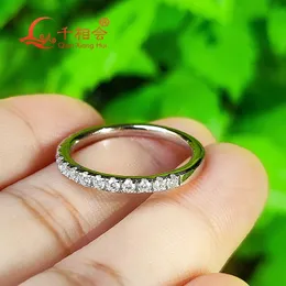 18mm halva och prime ringband 925 Silver White D VVS Round Diamond Jewelry Gift Dating Party Women 240113
