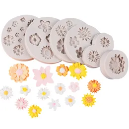 Premium Daisy Chrysanthemum Çikolatalı Kurabiyeler İçin Silikon Fondan Kalıplar Cupcake Cake Candy Kalıplar 3 Boşluk Bebek Duş 122240