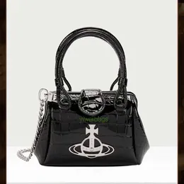 Vivianism Westwoodism Bag Glossy Saturn Empress Dowager Sweet Cool Crocodil Mönster Bag Clip Mini Crossbody Handhållen liten avfallsväska